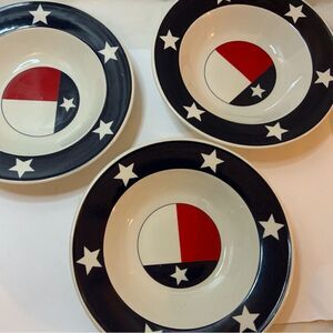 3 Totally Today Texas Flag Lone Star State Salad Plates Red White 8.75"